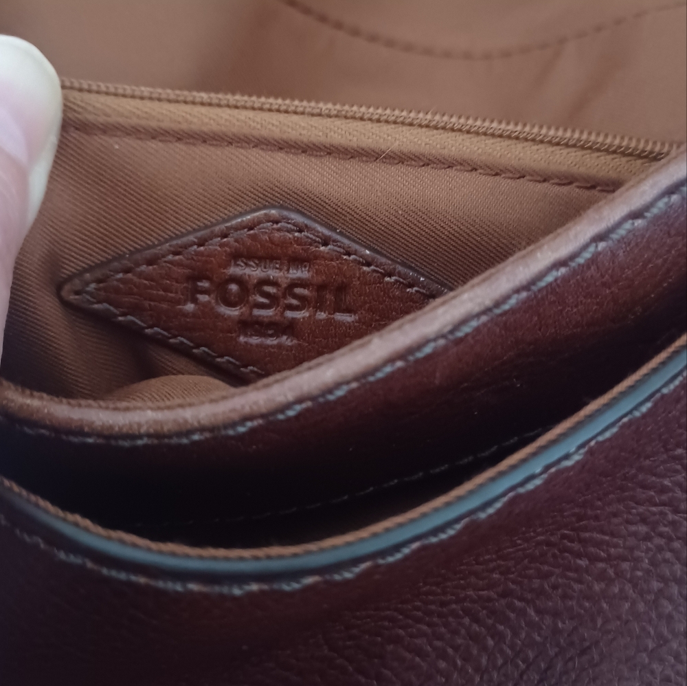 FOSSIL Brown Leather Crossbody Bag - Picture 13 of 14